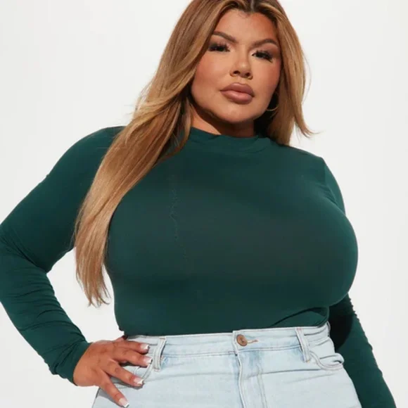 Fashion Nova Mock Neck Bodysuit NWT Size 1X & 2X - Picture 3 of 4